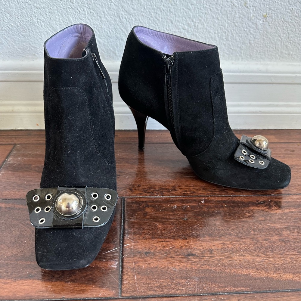 Studio Pollini Ankle Boots Suede Black Heels 38.5
